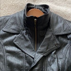 Unique Leather Jacket with Double Lapels